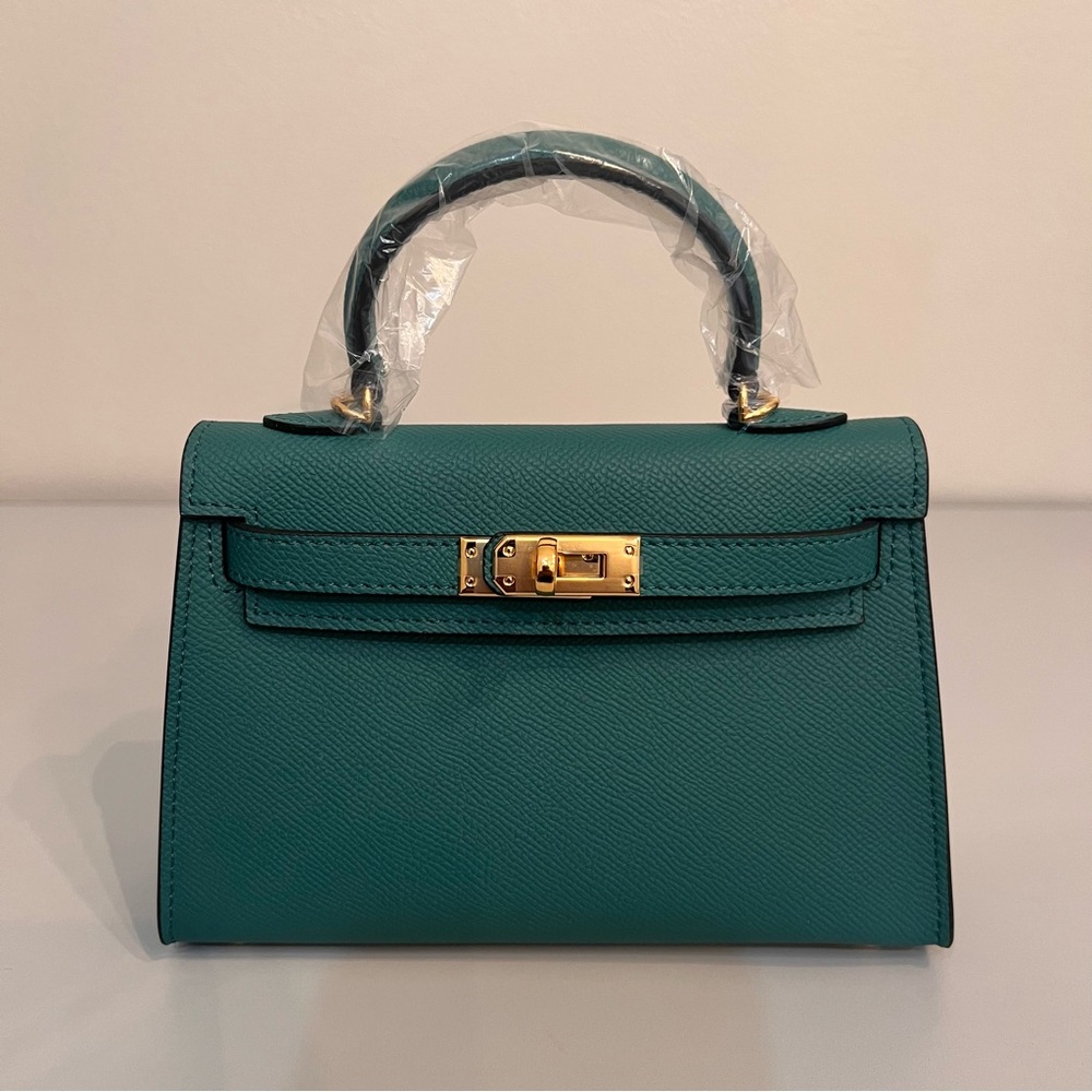 19cm Epsom Leather mini handbag with shoulder strap, Gold hardware